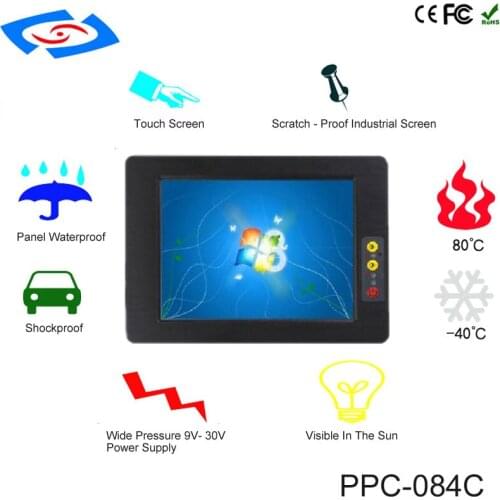 Fanless All In One PC 8.4 inch Touch Screen Industrial Tablet PC IP65 Dust Proof And Waterproof Support Wide Voltage 9V-25v