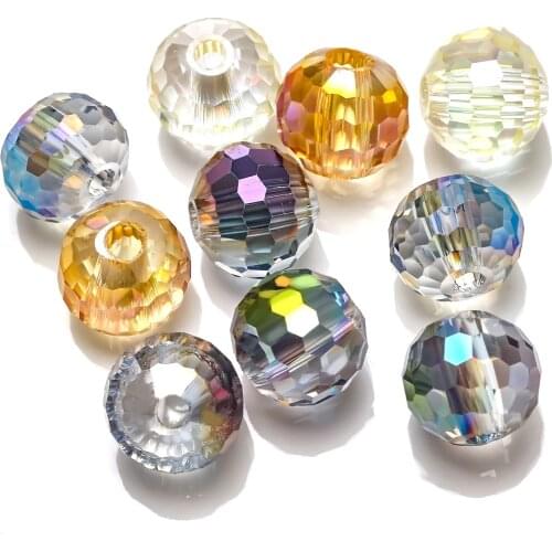 ZHUBI AAA 96 Faceted Ball Bead 14mm 10pcs Charms Plating Glass Beads Jewelry Making DIY Crystal Crafts Beading for Decoration