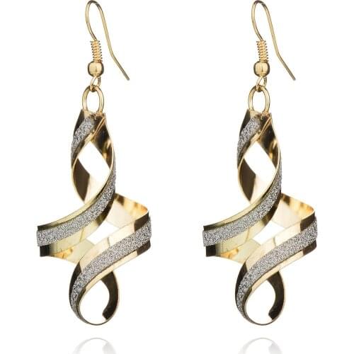Spiral Long Earrings Twist Spiral Earrings Frosted Hook Retro
