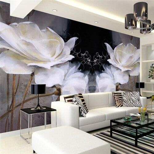 European-style bedroom TV background wallpaper mural modern minimalist European painting custom size black warm magnolia
