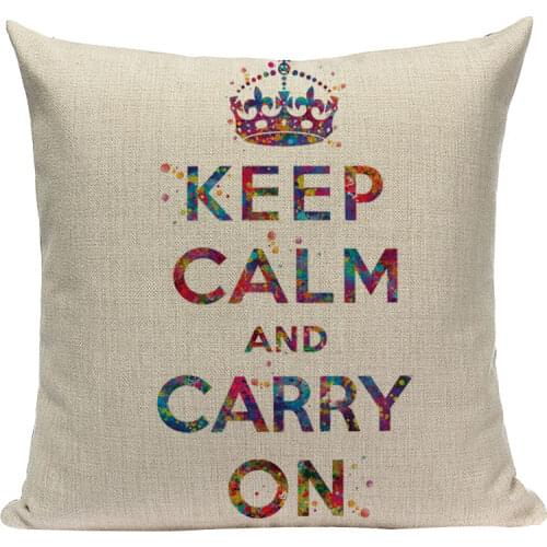 Keep calm throw Cushions Sofa Dorm With Bed Pillow Case linen print Square fashion Decorations for Home custom pillows