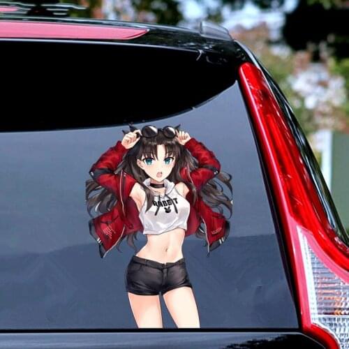 Personality Sexy Car Styling Cute Beauty Cartoon Tohsaka Rin Waifu Anime JDM Window Decal Fate Stay Night Vinyl Girl Car Sticker