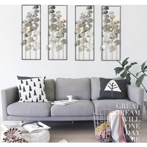 Chinese Wrought Iron Money Grass Wall Hanging Livingroom Background Wall Mural Decoartion 3D Wall Sticker Room Decor Arts