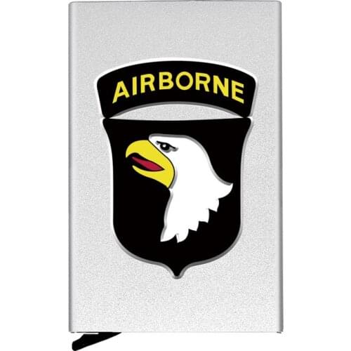 Classic Metal Men Women Credit Card Holder High Quality 101st Airborne Division Printing Travel ID Cardholder Case Rfid Wallet
