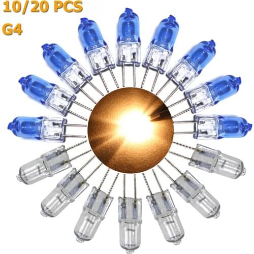 10/20X 20W Mini G4 Halogen Light Bulb Warm White Spotlight For Crystal Chandelier Capsule Lamp Energy Saving DC 12V Replace
