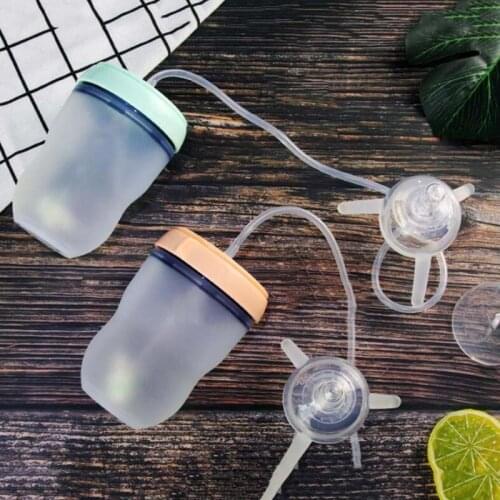 Silicone Baby Bottle Baby Milk Silicone Feeding Bottle Hand-free Long Straw Feeding Bottle Children Mamadeira Nipple Bottle