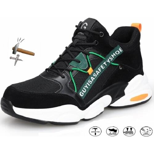 Men Breathable Work Safety Shoes Steel Toe Cap Safety Boots for Men Designer Sneakers Anti-Puncture Indestructible Work Shoes