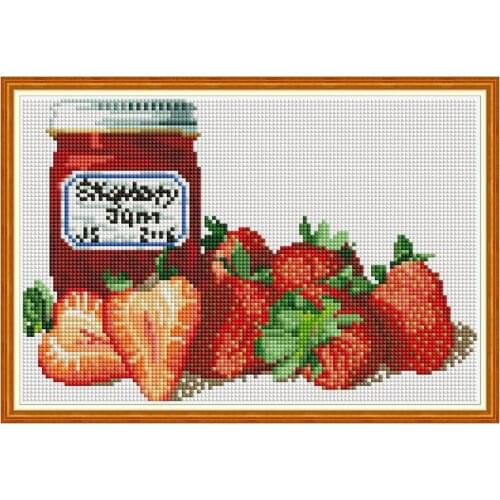 Strawberry Jam 5D DIY Diamond Painting Kit Fruit Pattern Square Drill Cross Stitch Mosaic Diamond Embroidery Set Home Decoration