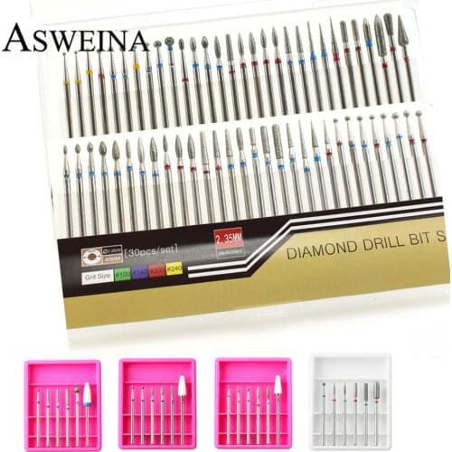 30pc/6pc Rotary Nail Drill Bit Set Manicure Drills Milling Cutters Diamond Ceramic For Electric Manicure Machine Nail Art Tools