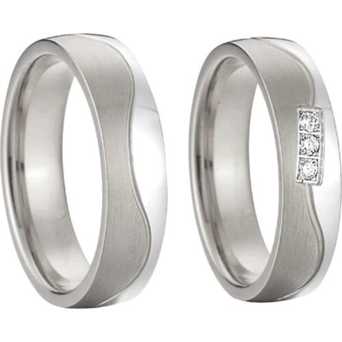 Alliances anel white gold color titanium steel couples promise rings sets for wedding anniversary