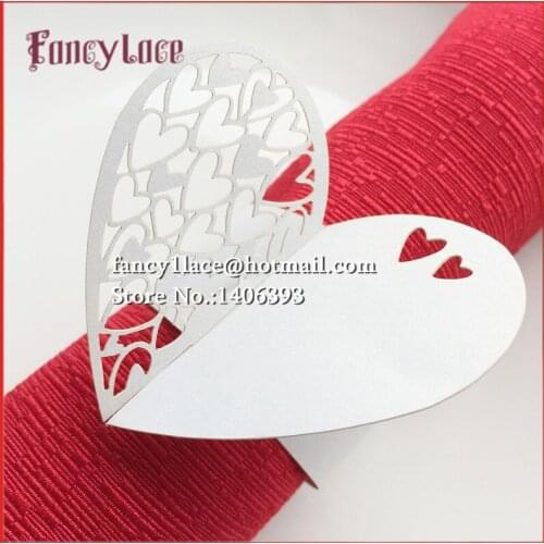New 50PCS Towel Buckle Laser Cut Sweet Heart Wedding Decorations Napkin Ring for Party Decoration, Wedding Favors, Table Decor