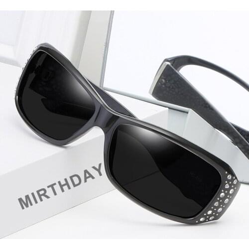 Shiny Rhinestone Sunglasses Women Polarized Fashion Sun Glasses Ladies Gradient Brown Glasses gafas de sol mujer UV400