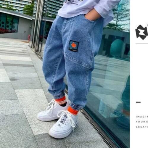 Boys Casual Jeans Trousers Spring Autumn Denim Pants Kids Children Loose Pants Bottoms Clothing Kids Boy Fashion Wild Jeans