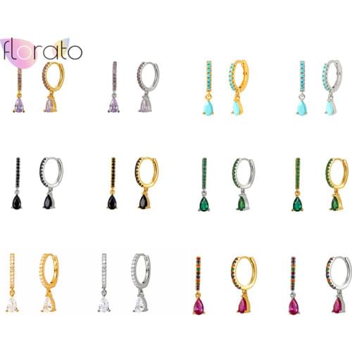 Minimalist 925 Sterling Silver Ear Buckle Small Hoop Earrings for Women Crystal Zircon Earrings Fashion Jewelry Teardrop Earring