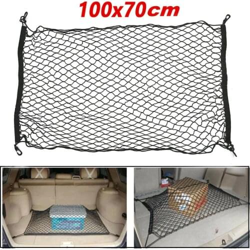 100*70cm Car Luggage Nylon Net Car Trunk Interior Rear Cargo Organizer Storage Elastic 4 Hooks Hold Luggage Universal Mesh Webes