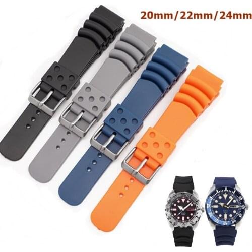 Silicone Watch Strap for Seiko Casio Watch Waterproof Sport Bracelet for Men Women Generic Rubber Watchband 20mm 22mm 24mm