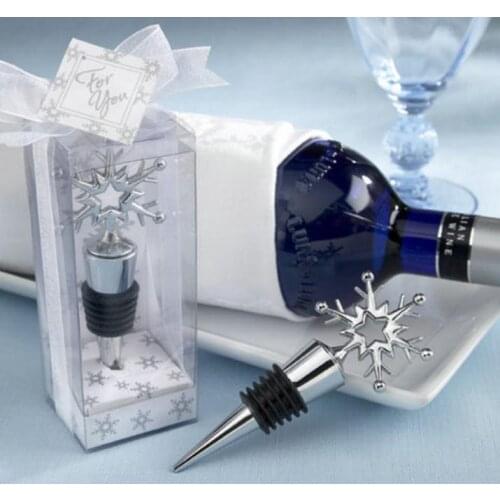 Lovely Snowflake Wine Bottle Stopper Favors Gifts Red Wine Storage Twist Cap Plug Wedding Party Supplies SN2471