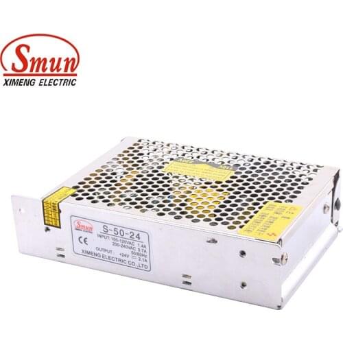 SMUN S-50-24 AC Input 100-240V DC Output 24V 2A 50W Indoor Use Power Supply Transformer Driver For LED Strip