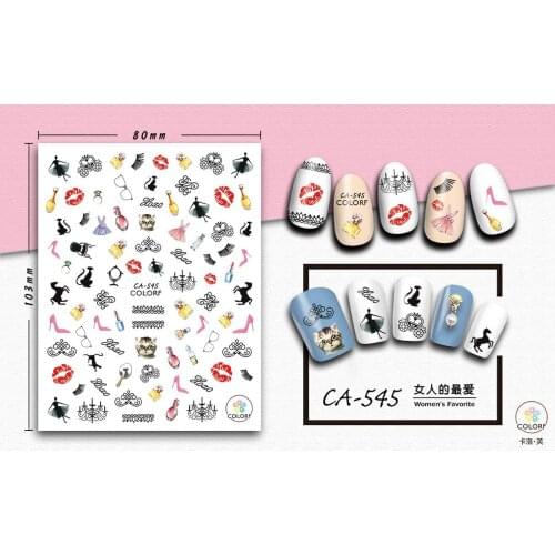 UPRETTEGO SUPER THIN SELF ADHESIVE 3D NAIL ART NAIL SLIDER STICKER FLOWER CAT KITTEN DOG CHINESE PHRASE NUMBER CA538-546