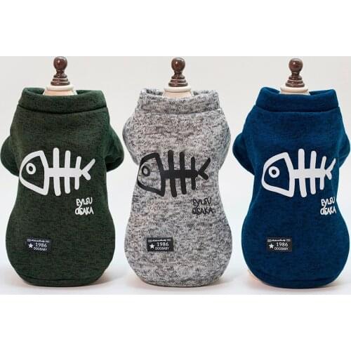 Dog Sweater Turtleneck Dog Clothes Fish bone Pattern Wool Sweater Dog Coat Warm Autumn Cat Clothes For Small Puppy S-XXL 40