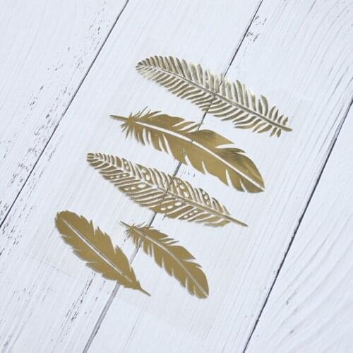 Happymems 5pcs Feather Iron On Patches foil Iron On Patches For Art Clothes Decoration Iron On Patches