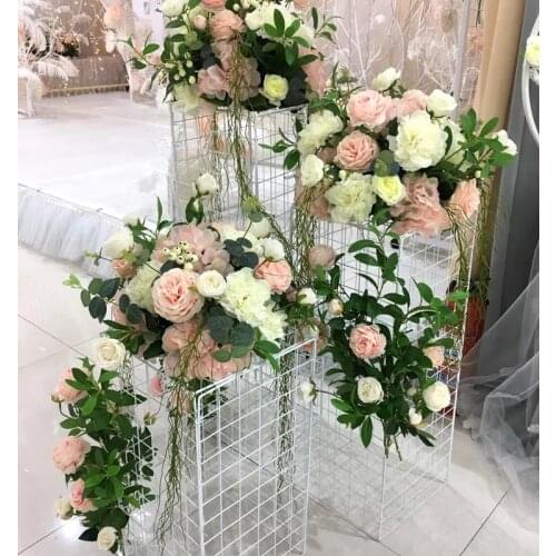 Geometry wedding flower grid stand home decor Iron grid road lead backdrop frame centerpiece decoration accessories