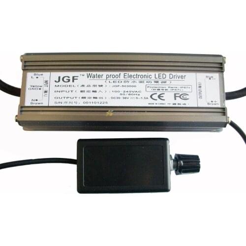 50W Dimmable Constant Current LED Driver IP67 Waterproof AC100-230V to DC30-36V 1500mA for 50W High Power LED Light