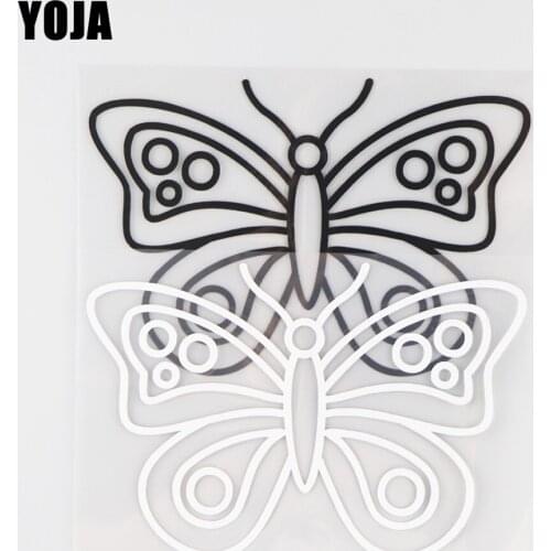 YOJA 13.9×9.4CM Vinyl Beautiful Moth Cartoon Decal Animals Car Stickers Pattern Black/Silver 19C-0209