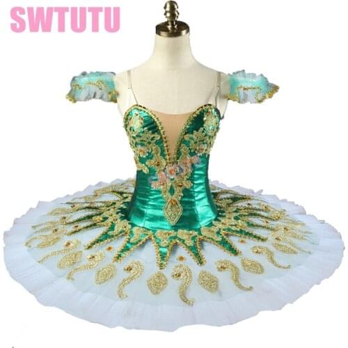Green child and adult peformance ballet tutu princess florina pancake ballet tutu professional ballet stage costume BT9134H
