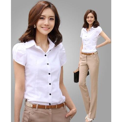 My NewIn 2018 Blouse Women White Shirt Female Short Sleeve Summer Work Clothes 5XL Plus Size Shirts