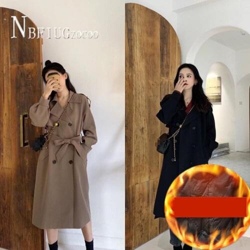 Women Trench Long Style Temperament 2020 New British Style Autumn Winter Female Coat