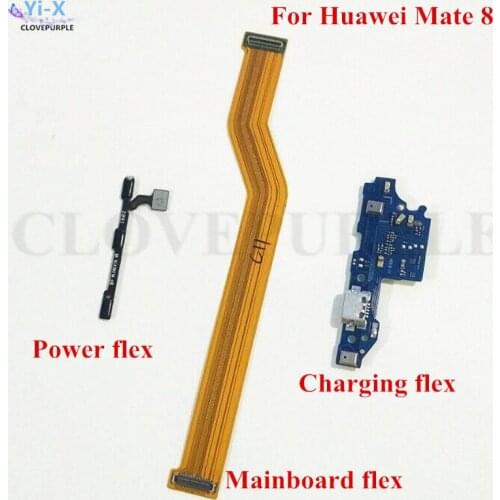 1PCS Power Volume Flex Cable & USB Charging Board Flex Cable & Main Board Connections Line Flex Cable For Huawei Mate 8