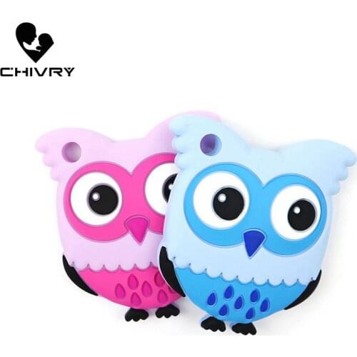 10Pcs Cute Cartoon Baby Teether Food Grade Silicone Animal Owl Shape Baby Teething Necklace Toys DIY Newborn Gifts