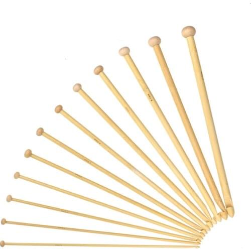 12pcs/Set 10-3mm Bamboo Knitting Needle Crochet Hook Set Smooth Tube Sweater Hand Sewing Craft Accessories DIY Tools 25cm long