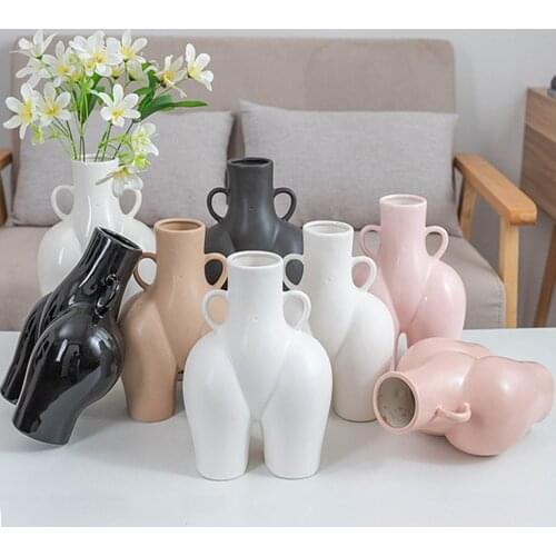 2021 Creativity Human Vase Resin Butt Nude Handicraft Furnishings Handmade Modern Home Decoration Flower Vases Decoration Crafts