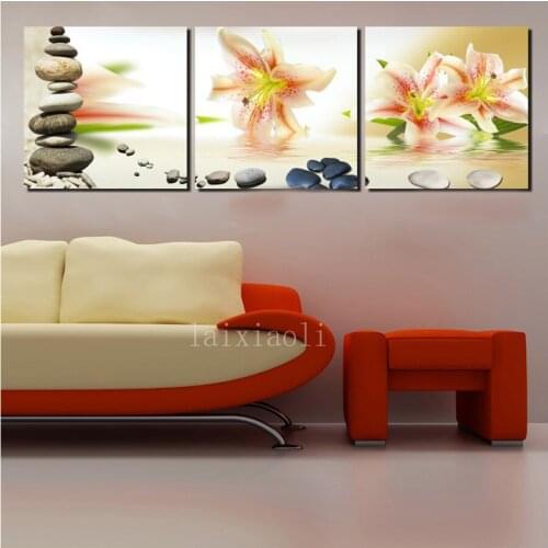3 pcs 5d diy diamond painting lily flower stone art 3d pictures,Full,Diamond Embroidery,Stitch Cross,Diamond Mosaic,wall decor
