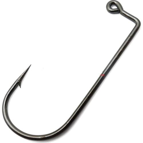 50pcs 9147 High Carbon Steel Fishhook Black 90 Degree Aberdeen Gig Fishing Hooks Size 8# To 6/0