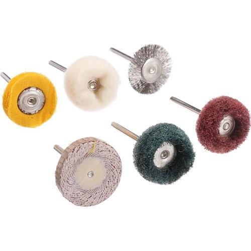 6pcs 25mm Car Auto T-type Polishing Mop Wheel Buffing Pad Brush For Rotary Polish Drill Bit Cleaning Tool Accessories Parts