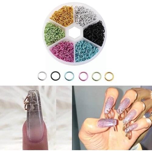Nail Art Aluminum Ring 6mm Color Open Ring Combination Nail Single Accessories DIY Art Decorations Circle Set H8E9