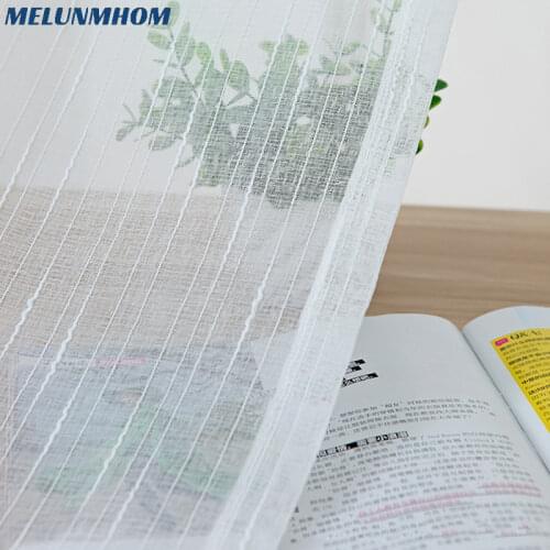 White Linen Stripe Tulle Panels Curtains For Living Room Kitchen Windows Screens Modern Sheer for Bedroom Balcony Custom