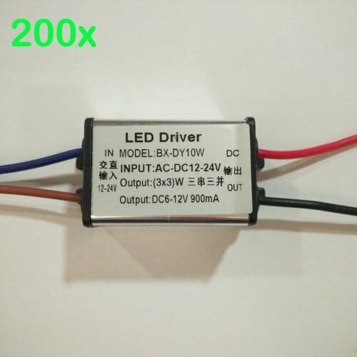 FREE DHL 200pcs/lot DC12V/24V 10W LED power driver IP67 waterproof,output 6V~12V 900MA for 10W LED chip