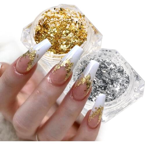 Flakes Glitter Aluminum Foil Sequins Chrome Powder Nails Irregular Sticker Paillettes Art Manicure Decor Accessories LACB01-08