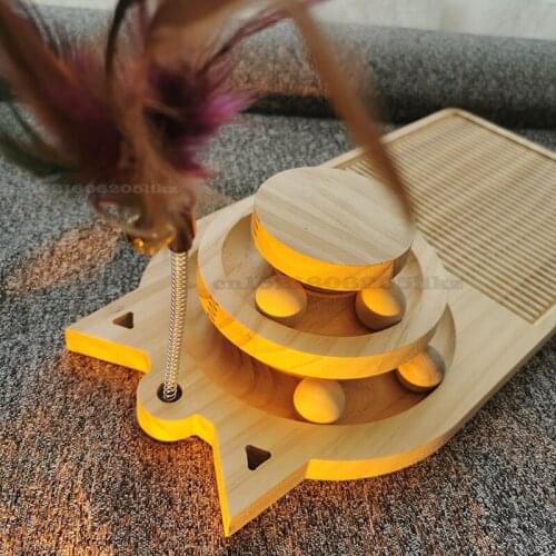 Cat Toy Funny Tower Tracks Disc Cat Tracks Toys Training Intelligence Amusement Plate Cats Ball Toys For Cat Scratcher