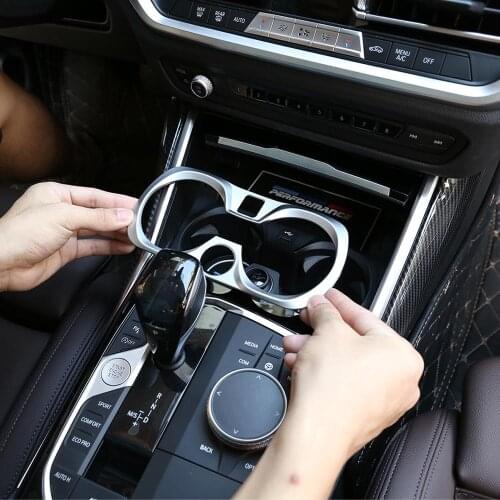 For BMW 3 Series 2019 2020 Year ABS Chrome Car Center Water Cup Holder Decoration Frame Trim Accessories