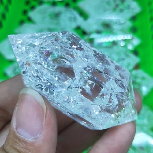 Double Arrow Crystal pint Natural white Quartz crack wand clear Crystal burst Hexagonal Points Healing