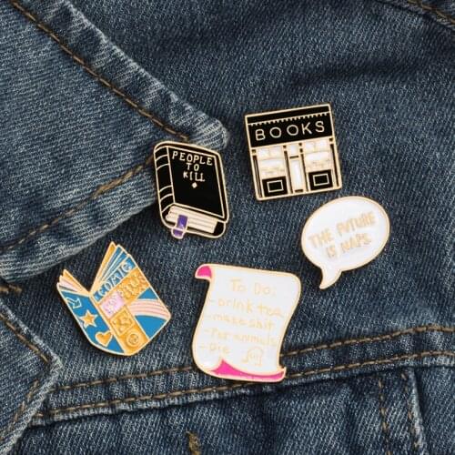 Enamel pins & Brooches Book store Sticker Post-it notes Hat Jackets Button lapel pin Backpack kids Brooch women jewelry accessor