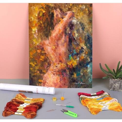 Oil Painting Style Hug Lust Printed Canvas 11CT Cross Stitch Complete Kit Embroidery DMC Threads work Handiwork Counted