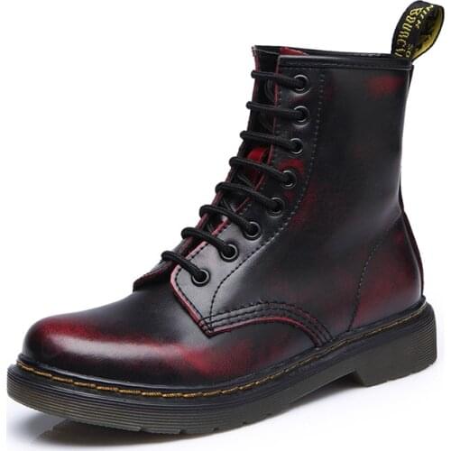 Leather Short Boots women Fem Sneaker Boots Autumn Winter Flat Low British Martin Boots Shoes Men Leather Tube Female Male