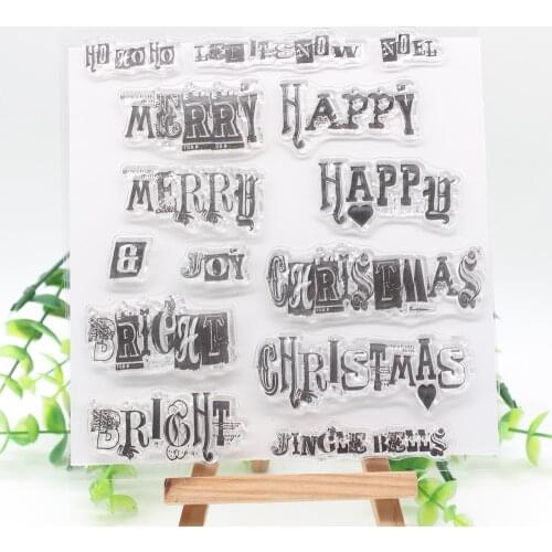 KSCRAFT Junk Journal Merry Christmas Transparent Clear Silicone Stamps for DIY Scrapbooking/Card Making Crafts Decoration