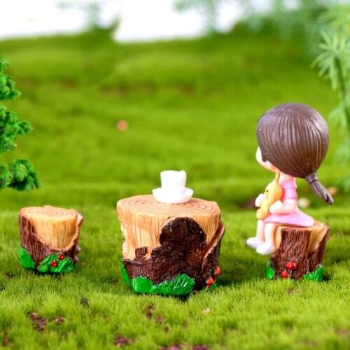 1PC Artificial Mini Simulation Wooden Stump Miniature Figurine DIY Resin Crafts Figurines for Home Decoration Accessories